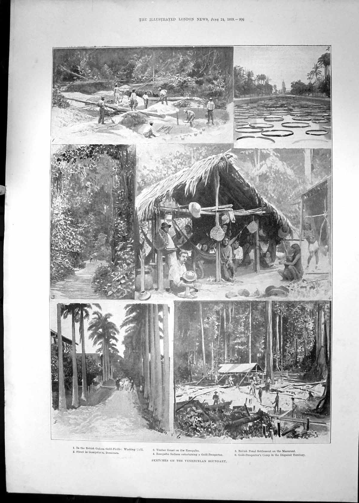 Print 1899 Venezuelan Boundary British Guiana GFields Mazuruni Essequibo Indians