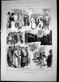 Original Old Antique Print 1882 Opening Parliament Westminster Hall Policeman