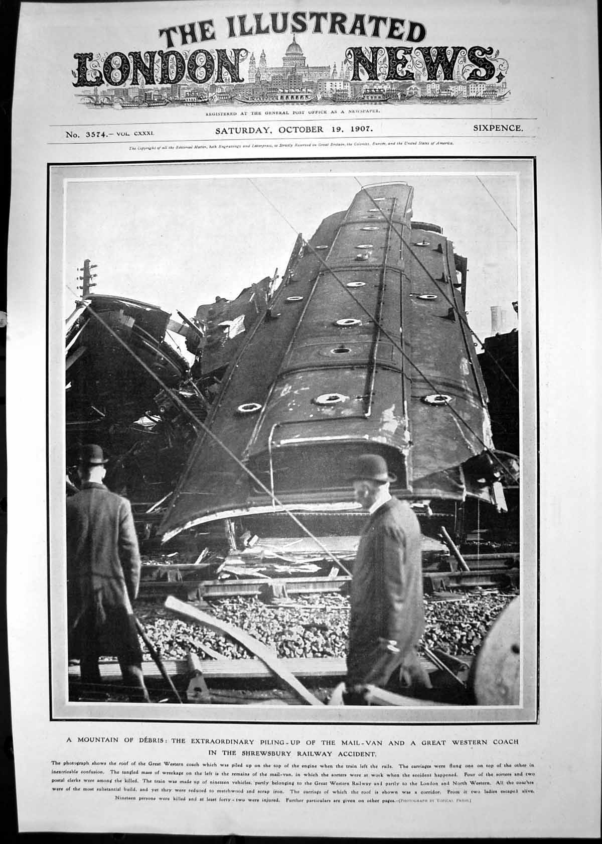 Old 1907 Train Crash Mail Van Great Western Coach Shrewsbury Accident 20th