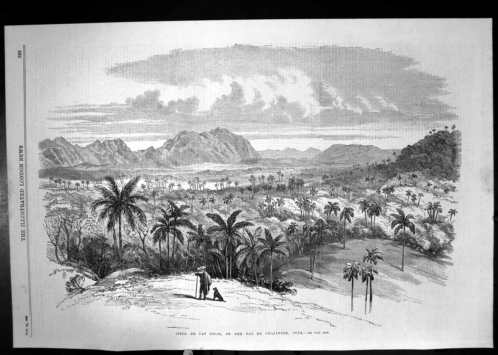 Antique Old Print 1899 Circa De Las Posas Pan Guajaybon Cuba Mountains Trees