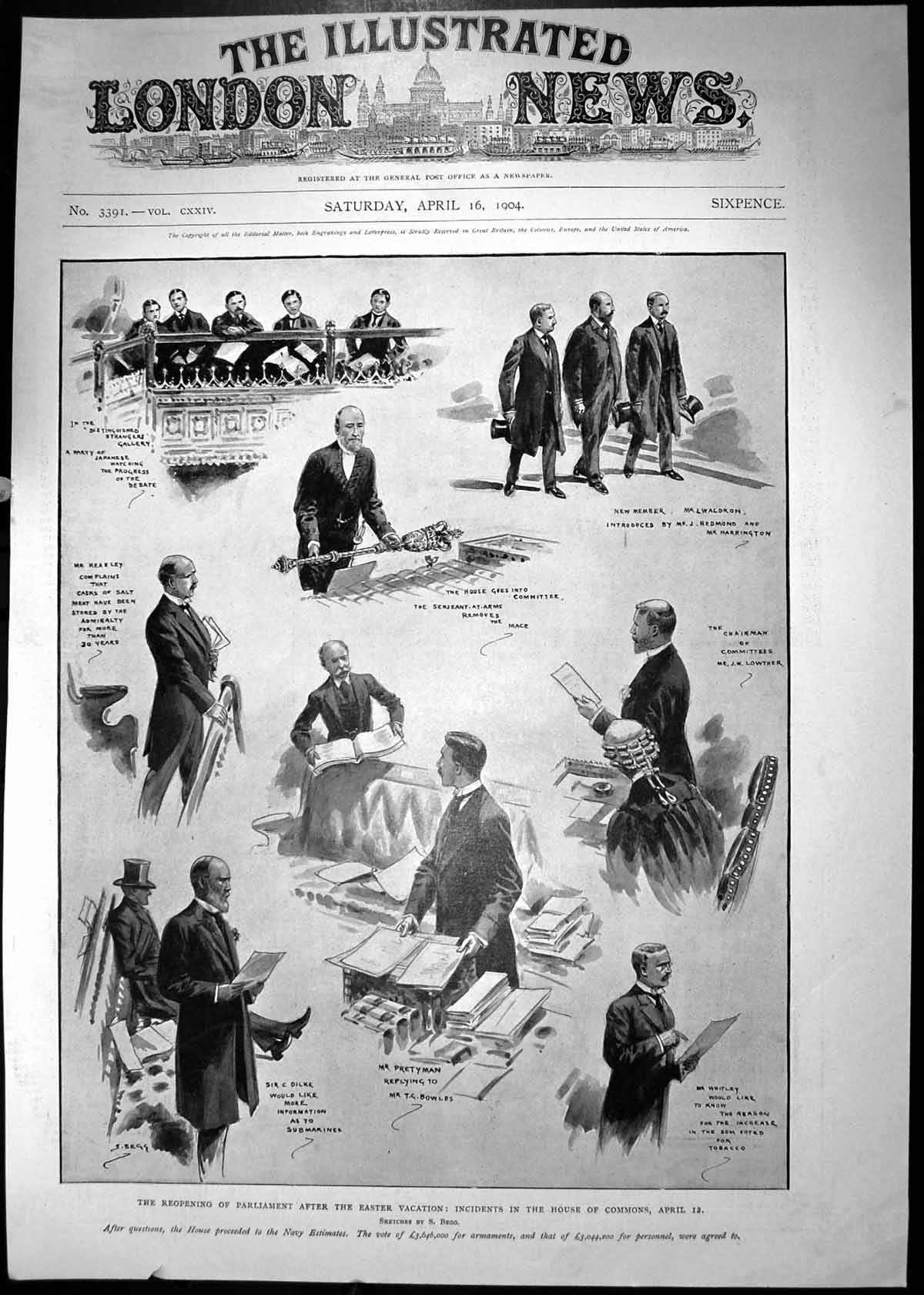 Old 1904 Reopening Paliament House Commons Kearley Prettyman Whitley 20th