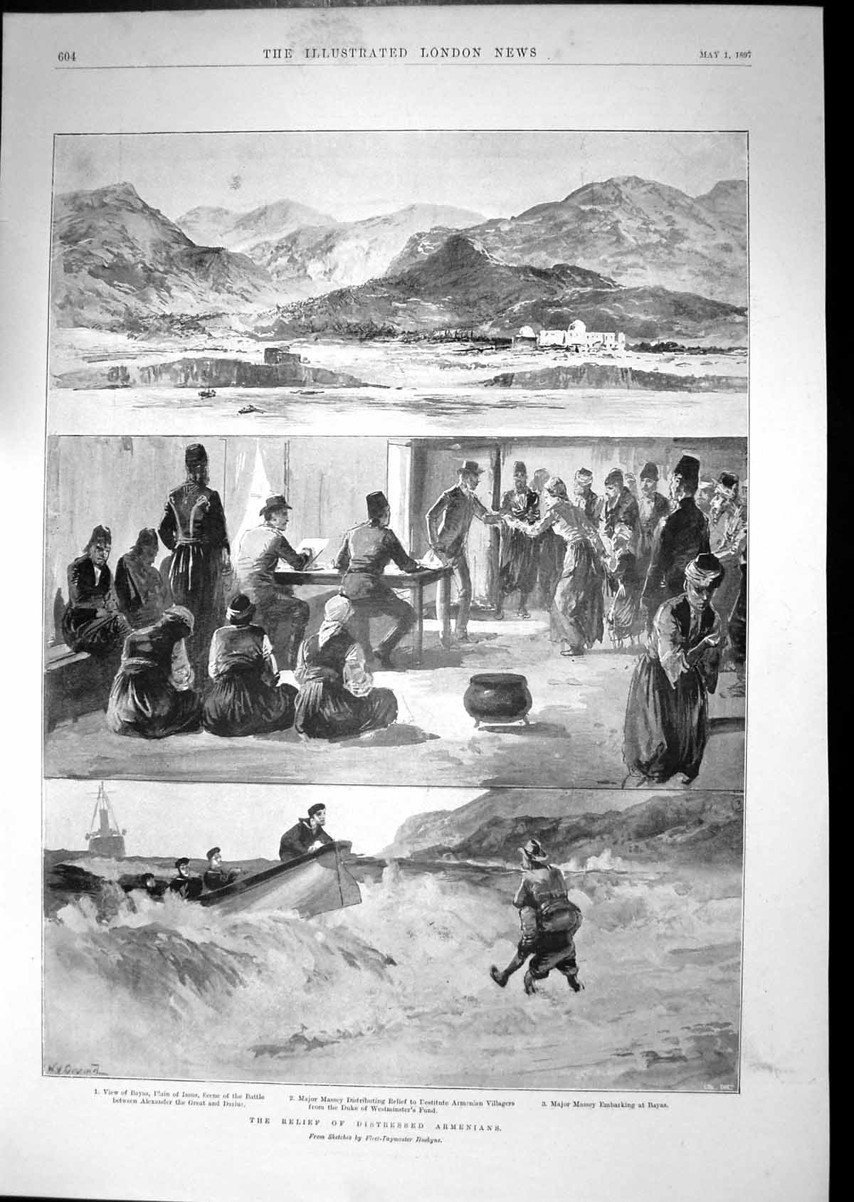 Antique Print 1897 Relief Distressed Armenians Bayas Issus Massey Alexander