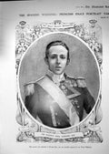 Original Old Antique Print 1906 Portrait His Majesty King Alfonso Wedding 20th