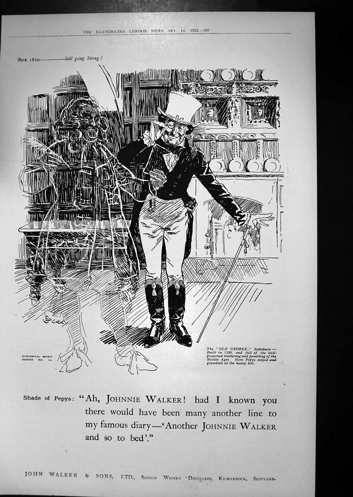 Old Vintage Print 1922 Advertisement John Walker Scotch Whisky Kilmarnock 20th