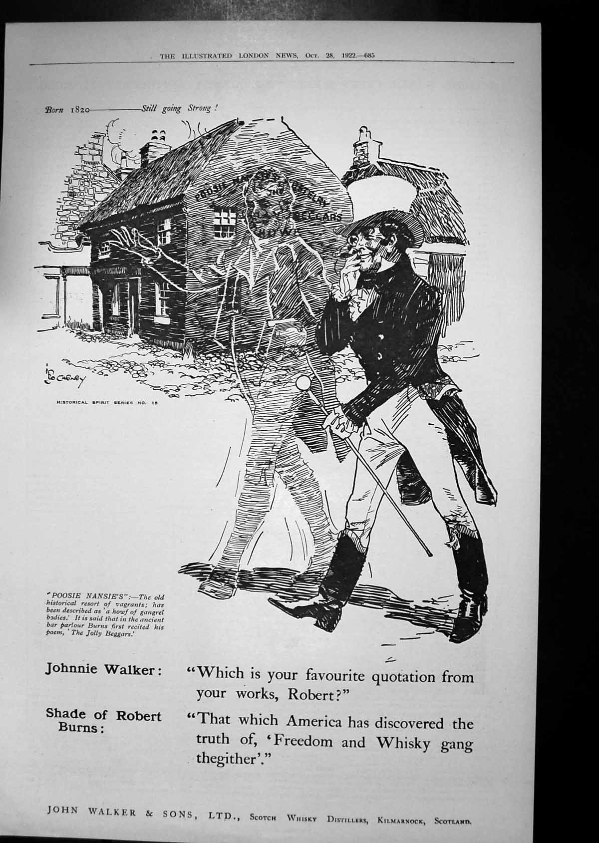 Antique Print 1922 Advertisement John Walker Scotch Whisky Kilmarnock Ref.2