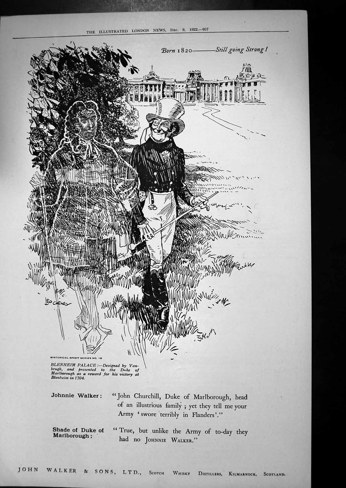 Antique Print 1922 Advertisement John Walker Scotch Whisky Blenheim Palace 20th