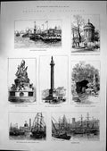 Old 1886 Liverpool Wellington Monument George'S Dock Nelson Monument Victorian