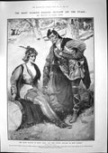 Antique Old Print 1906 Lewis Waller Robin Hood Evelyn Millard Marion Theatre