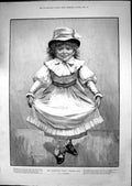 Original Old Antique Print 1880 Young Girl My Partner Fifty Years Ago Forestier