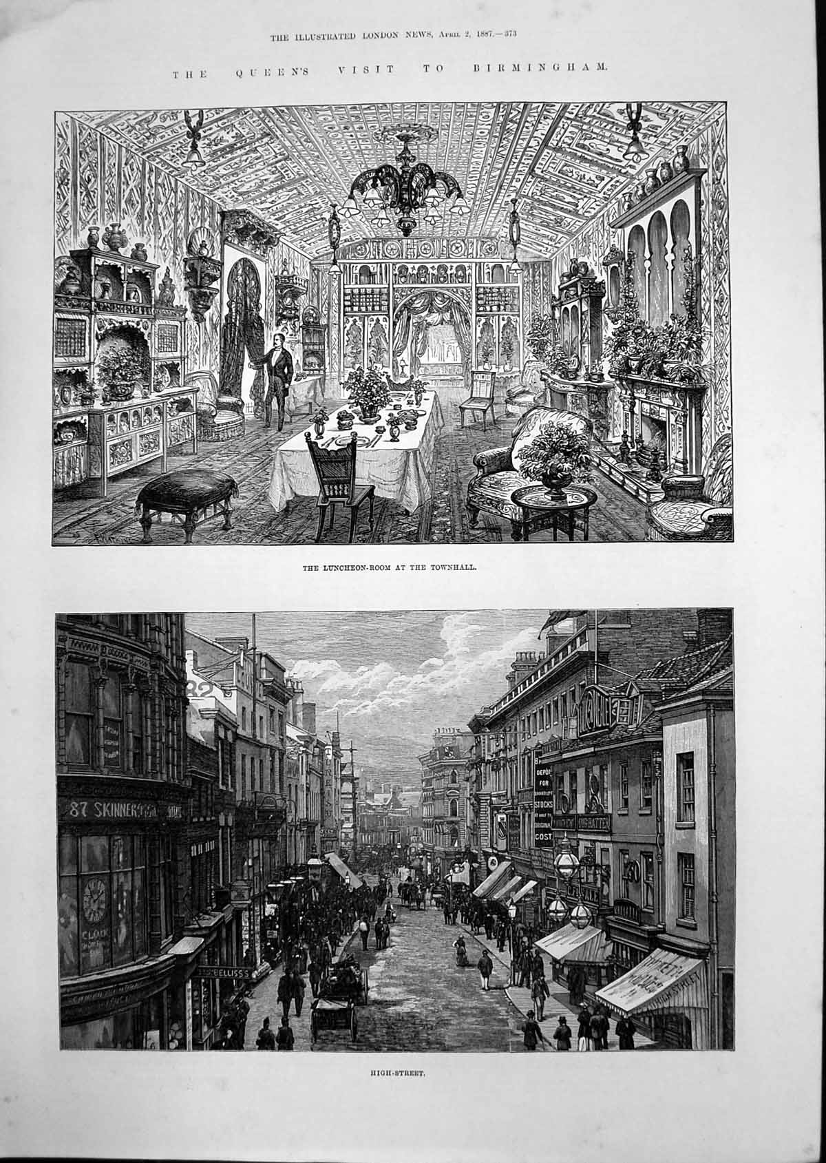 Antique Old Print 1899 Cromwell House Tercentenary Huntingdon Church St. Ives