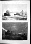 Antique Print 1899 Portsmouth Ship Destroyers Flotilla Solent Search Light 19th