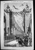 Old Print 1858 Inauguration Boulevard Sebastopol Paris France Celebration 19th