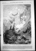 Original Old Antique Print 1858 Ruins Castel-Salorno Tyrol Mountains Victorian