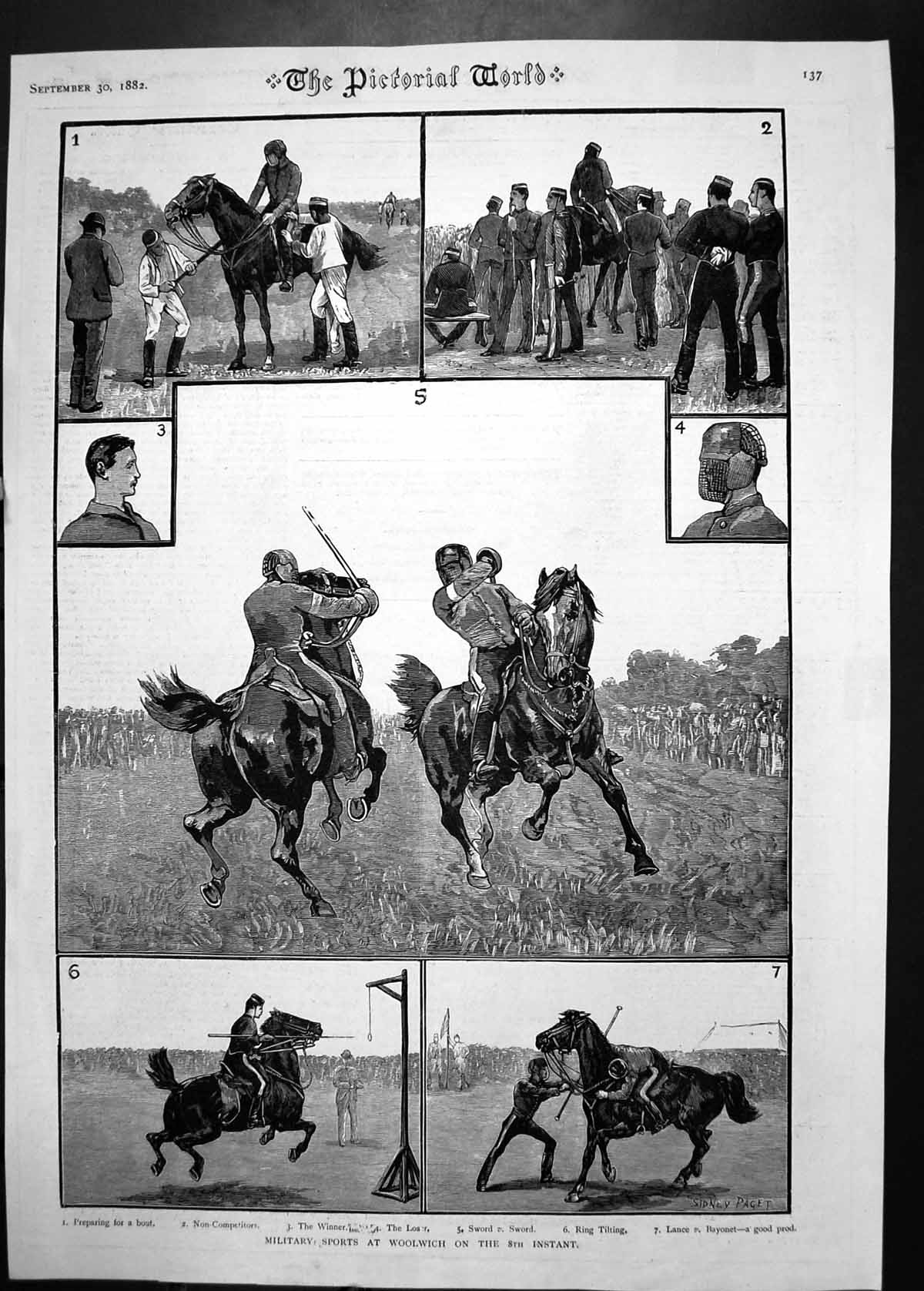 Old Military Sports Woolwich Horses Swords Ring Tilting Lance Bayonet