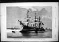 Original Old Antique Print 1879 French Ironclad Devastation Lorient Fine Art