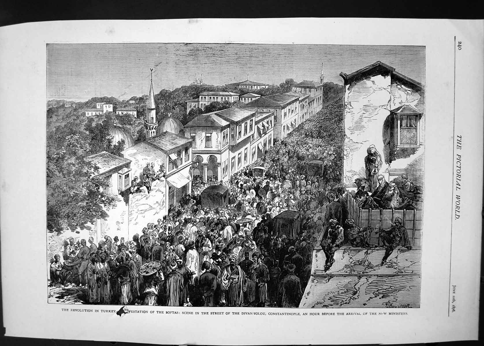 Old 1876 Revolution Turkey Manifestation Softas Street Divan-Yolou Co Victorian