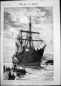 Old Print 1882 Egypt National Line Steamer France Portsmouth Harbour Ship 19th