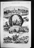 Old 1874 View Railway Paris Dieppe France Trye Chateau Chaumony Ponto Victorian