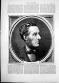 Original Old Antique Print 1872 Portrait Earl Shaftesbury 19th