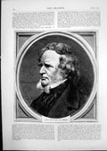 Original Old Antique Print 1870 Portrait Earl Derby 19th Century