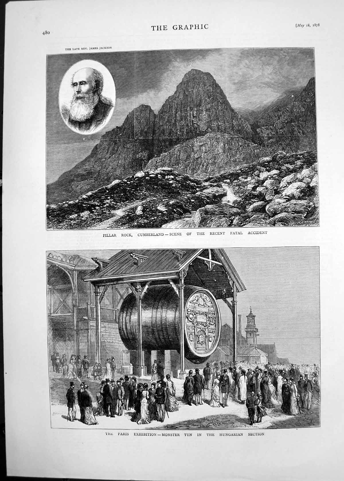 Old 1878 Rev. James Jackson Pillar Rock Cumberland Paris Exhibition M Victorian