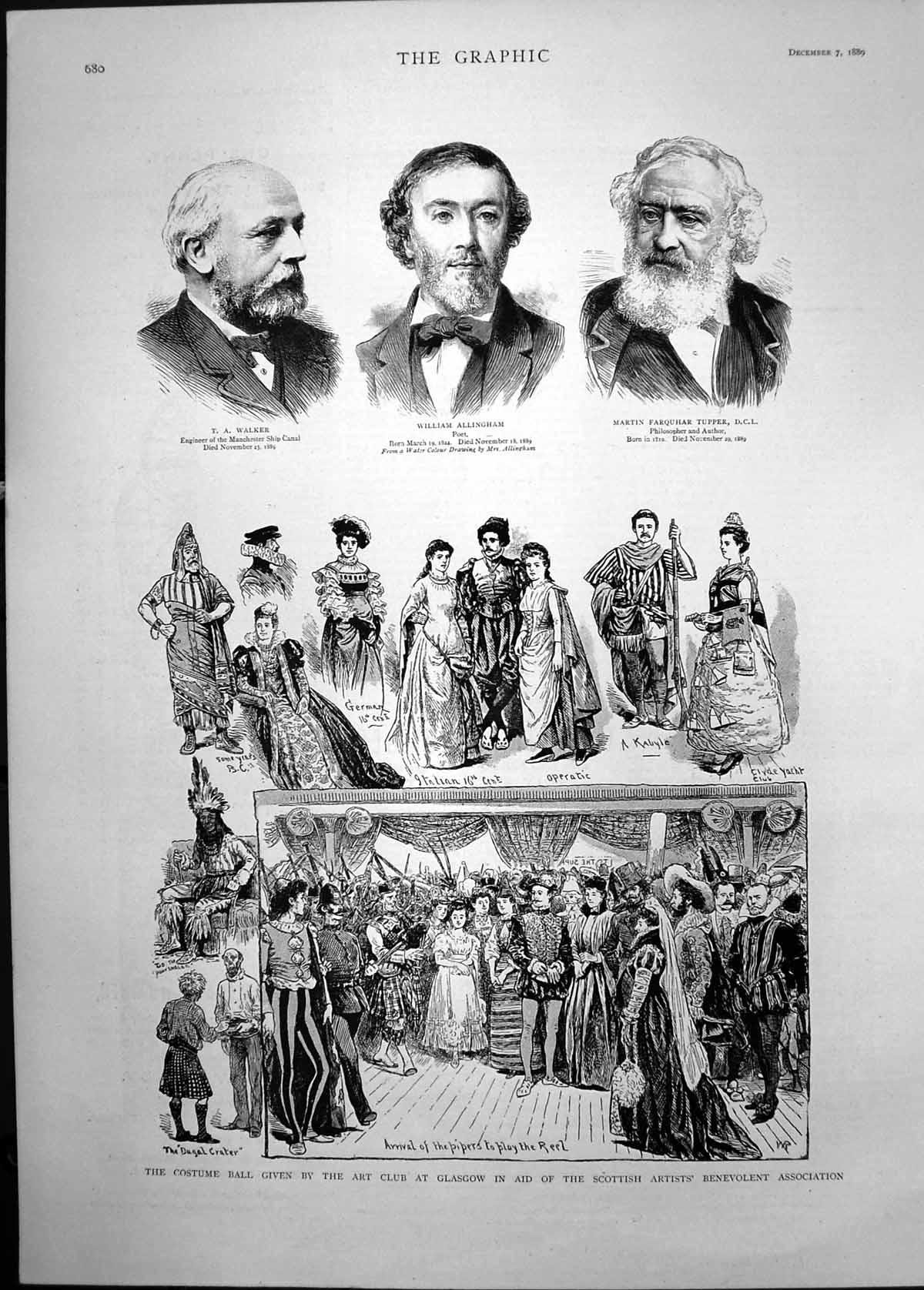Old 1889 Walker Allingham Martin Tupper Costume Ball Art Club Glasgow Victorian