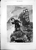 Original Old Antique Print 1883 Picnic Lost Table Mountain Capetown Africa 19th
