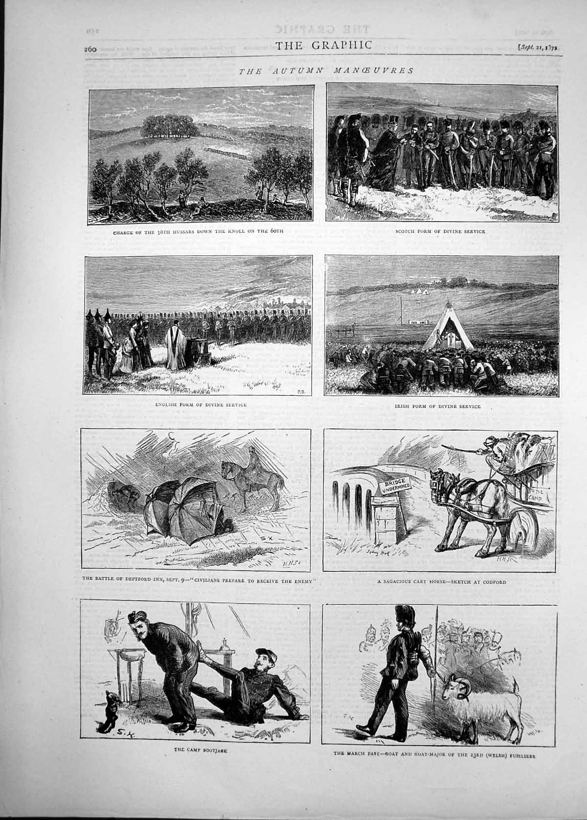 Old 1872 Autumn Manoeuvres Hussars Irish Divine Service Battle Deptfo Victorian