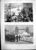 Old 1894 Firing Salute Opening London Tower Bridge Royal Party Palm B Victorian