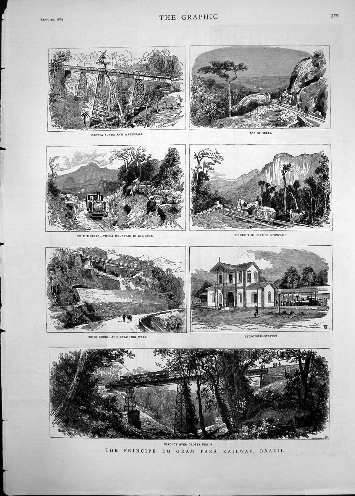 Old 1883 Principe Gram Para Railway Brazil Grotta Funda Ponte Rubini Victorian