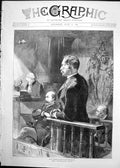 Antique Old Print 1891 Baccarat Court Case Scene Gordon-Cumming Witness Box