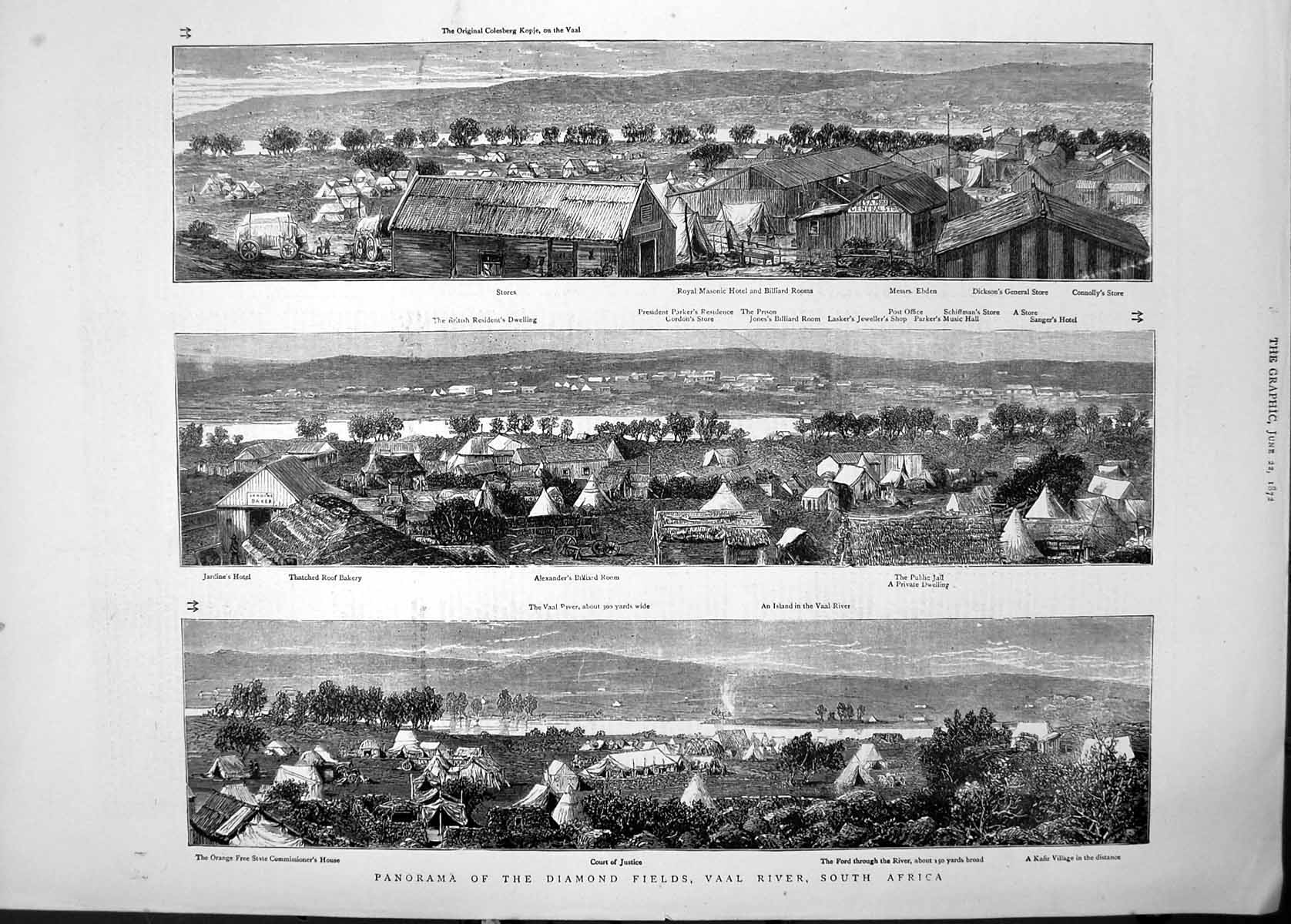 Old 1872 Diamond Fields Vaal River South Africa Ebden Dicksons Store Victorian