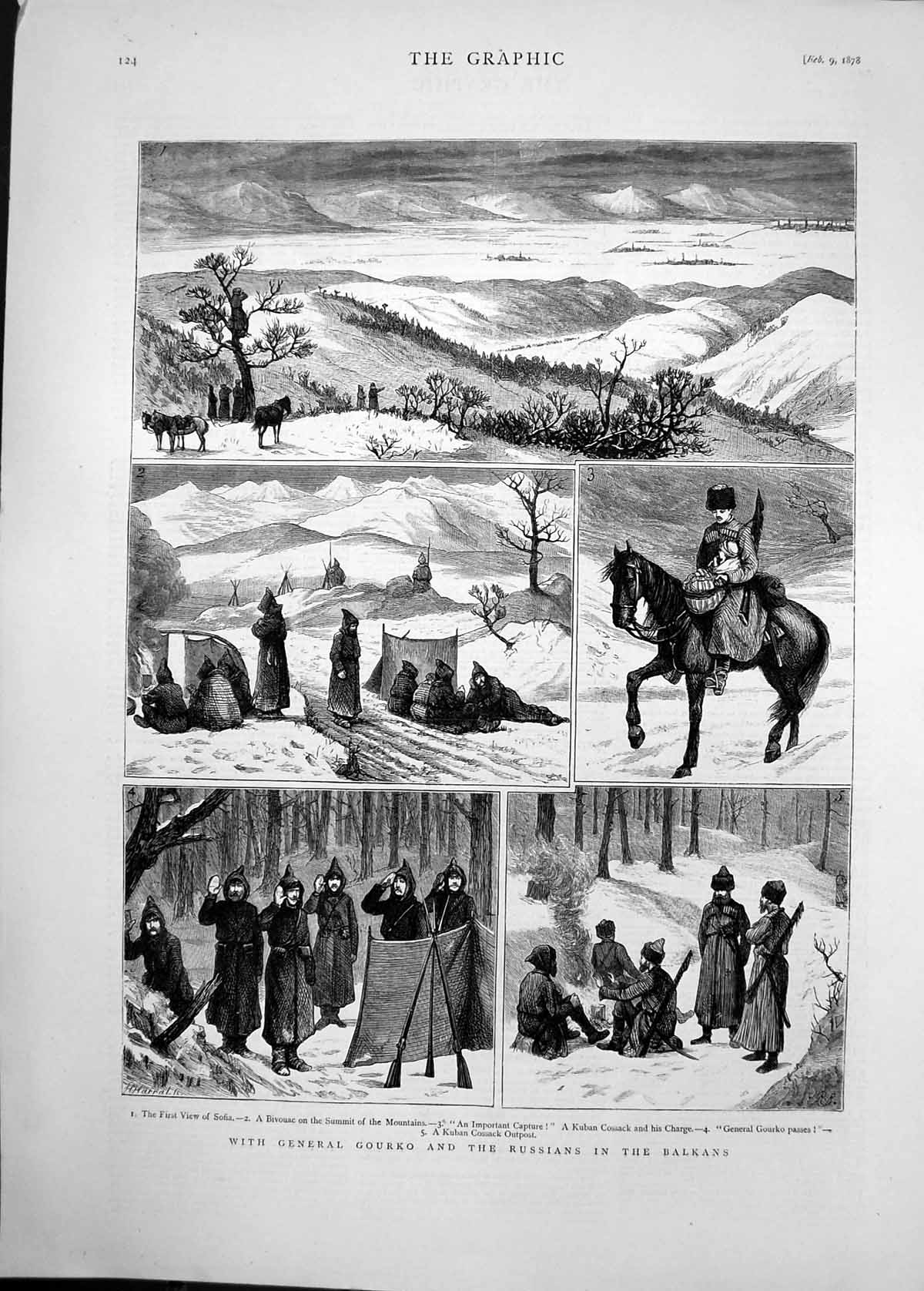 Old 1878 General Gourko Russians Balkans Sofia Kuban Cossack Outpost Victorian