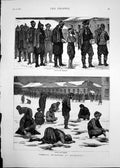 Old 1878 Turkish Prisoners Bucharest Praying Washing Waiting Breakfas Victorian
