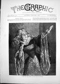 Old Antique Print 1870 Twixt Axe Crown Princess Elizabeth Theatre Actress 19th