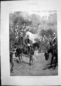 Old Print 1890 Cavalry Manoeuvres Guards March Aldershot Churn Camp Sier 19th