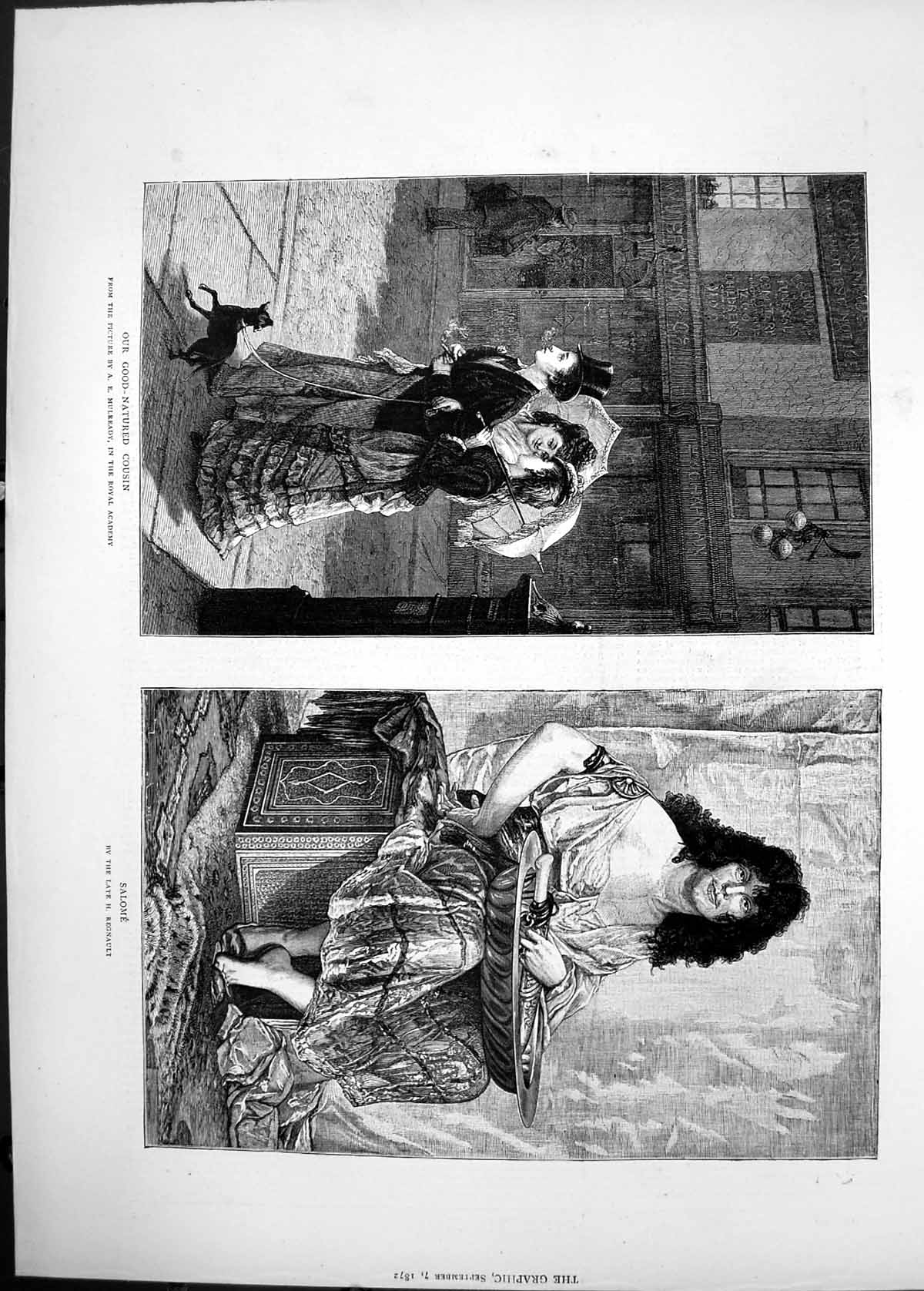 Old 1872 Portrait Salome Man Sword Good-Natured Cousin Ladies Mulread Victorian