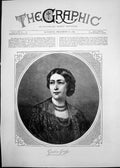 Original Old Antique Print 1869 Portrait Madame Grisi Beautiful Woman Victorian