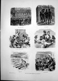 Original Old Antique Print 1870 Volunteer Review Brighton Siers Train Victorian
