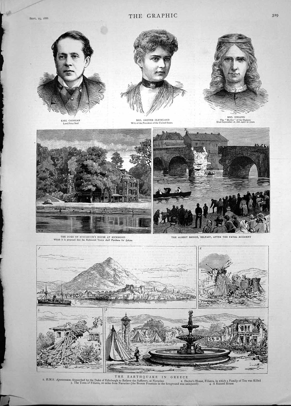 Old 1886 Cadogan Cleveland Girling Duke Buccleuch Richmond Earthquake Victorian