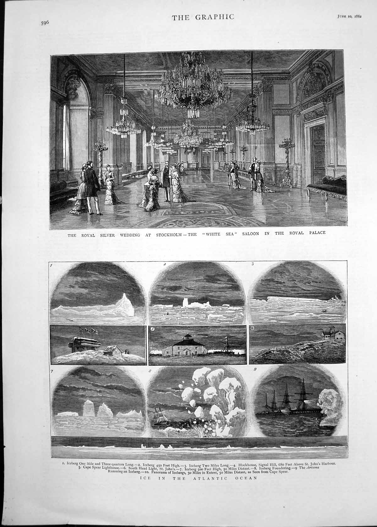 Old 1882 Ice Atlantic Ocean John'S Harbour Royal Wedding Stockholm Pa Victorian