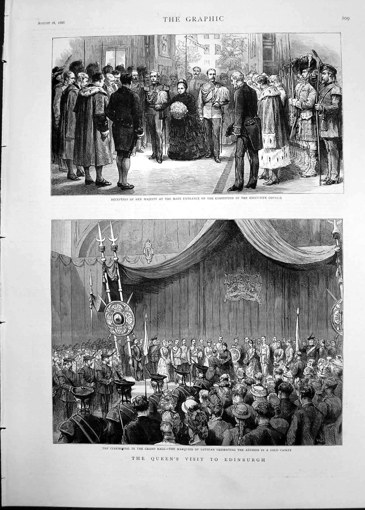 Old 1886 Queen Visit Edinburgh Marquess Lothian Grand Hall Executive Victorian