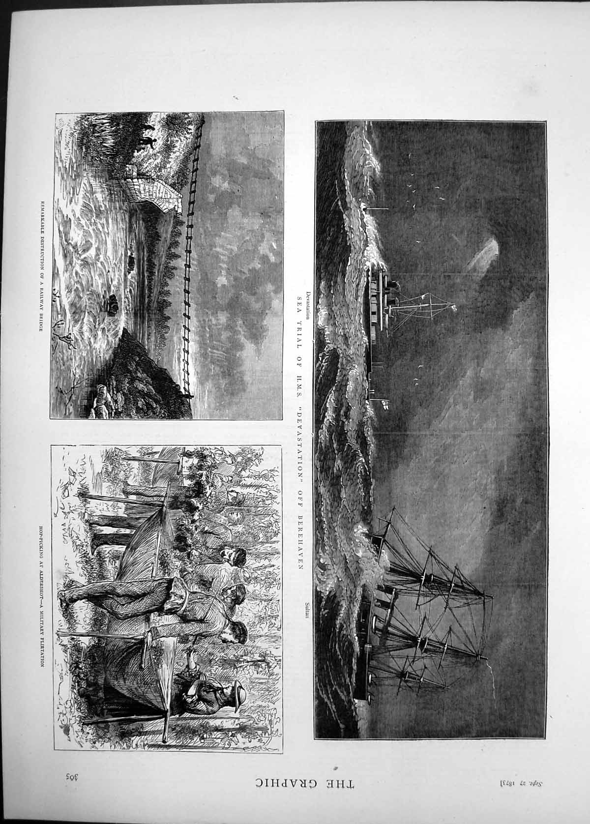 Old 1873 Sea Trial Ship Devastation Berehaven Sultan Hop Picking Alde Victorian
