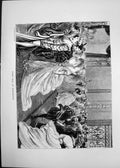 Original Old Antique Print 1870 Fancy Ball Manchester Men Ladies Costumes 19th