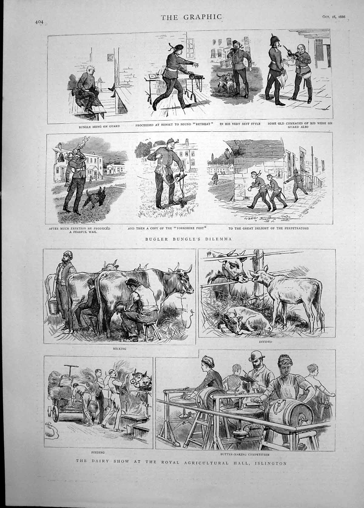 Old 1886 Dairy Show Royal Agricultural Hall Islington Butter Making B Victorian