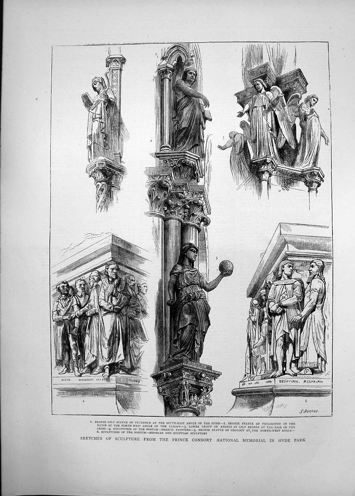 Old 1872 Sculpture Prince Consort National Memorial Hyde Park Assyria Victorian
