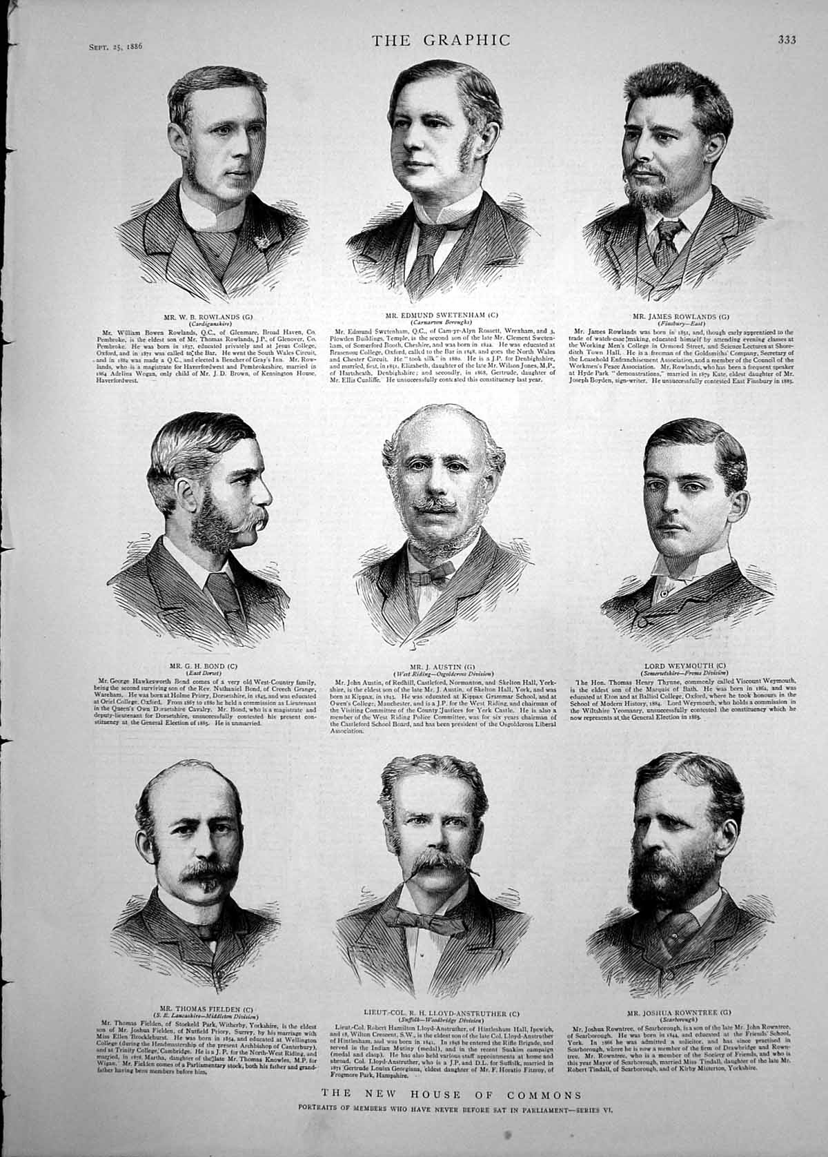 Old 1886 House Commons Swetenham James-Rowlands Bond Austin Weymouth Victorian