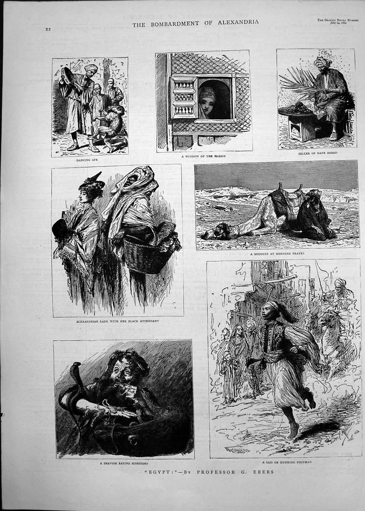 Old 1882 Egypt Dervish Eating Scorpions Sais Running Footman Bedouin Victorian