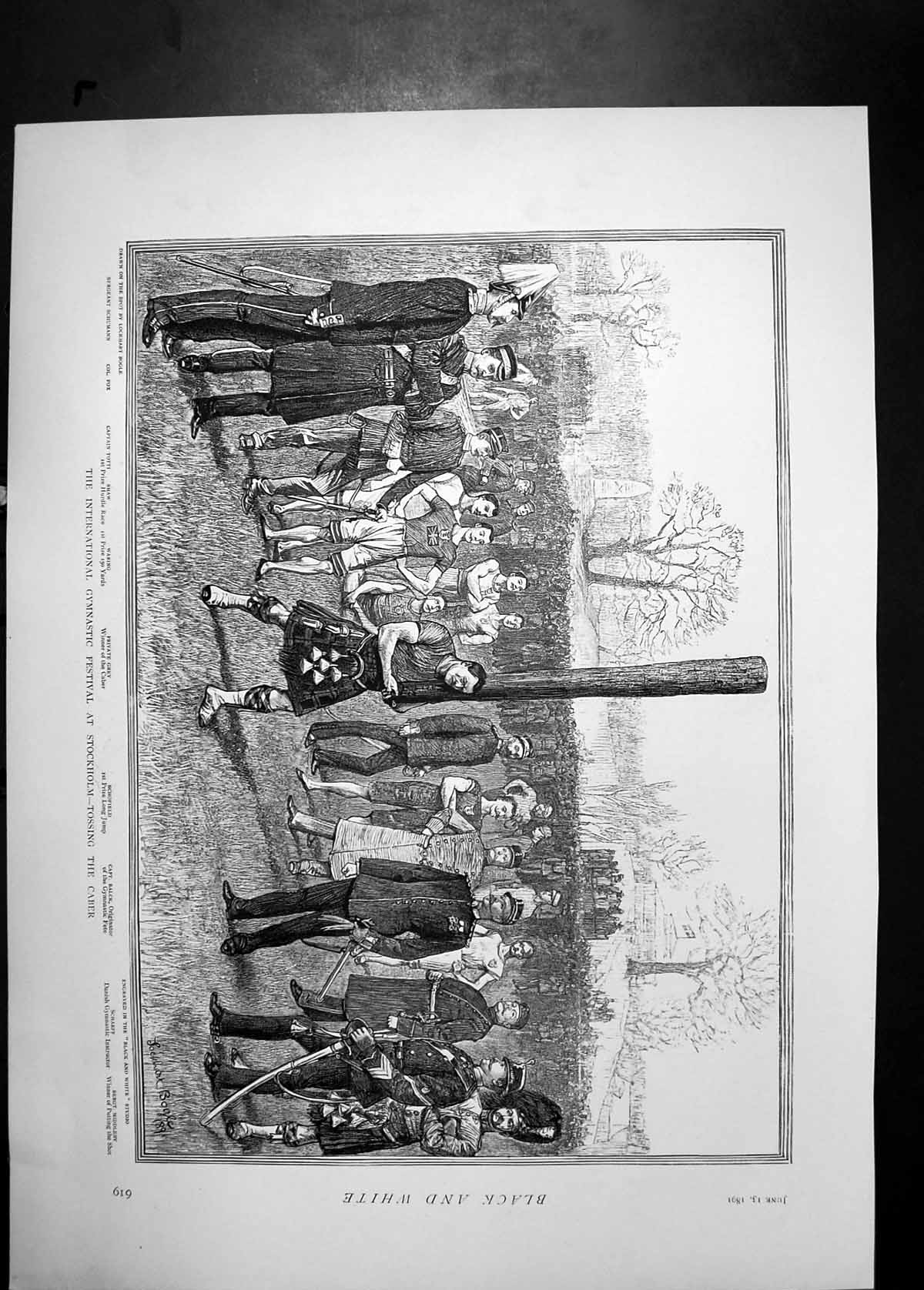 Old 1891 Gymnastic Festival Stockholm Tossing Caber Totti Schofield G Victorian