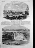 Old Antique Print Grand Trunk Railway Canada Chaudiere Falls River 1856 19th